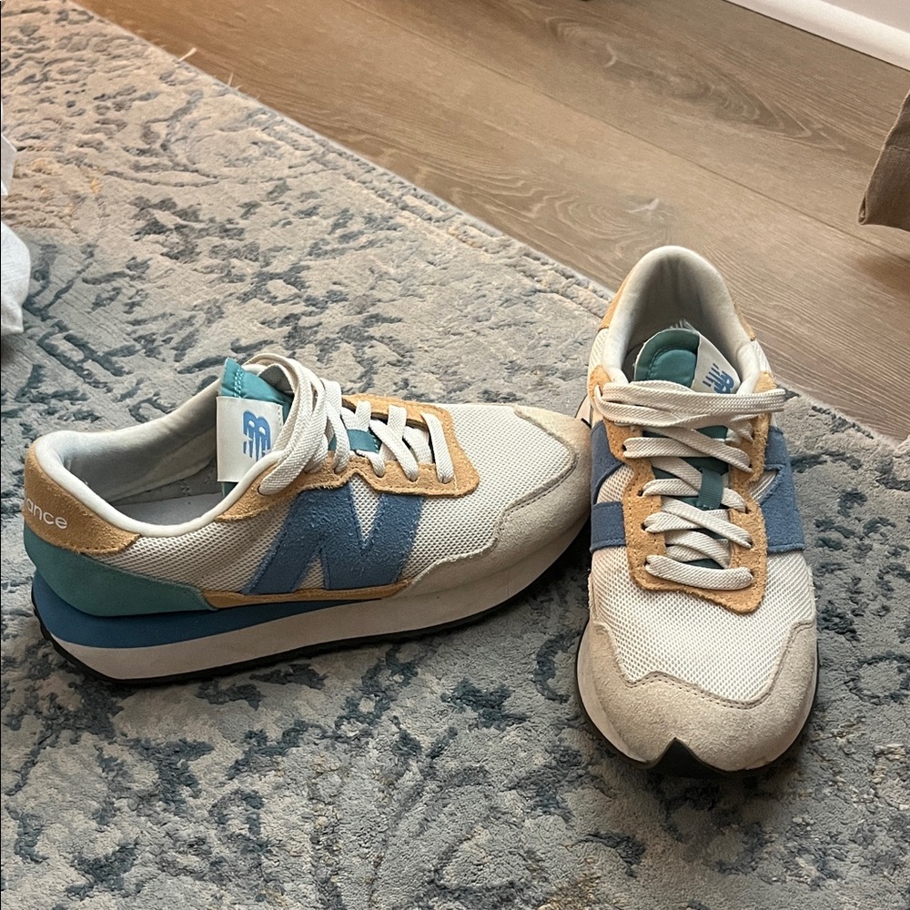 New Balance Cream and Blue Sneakers